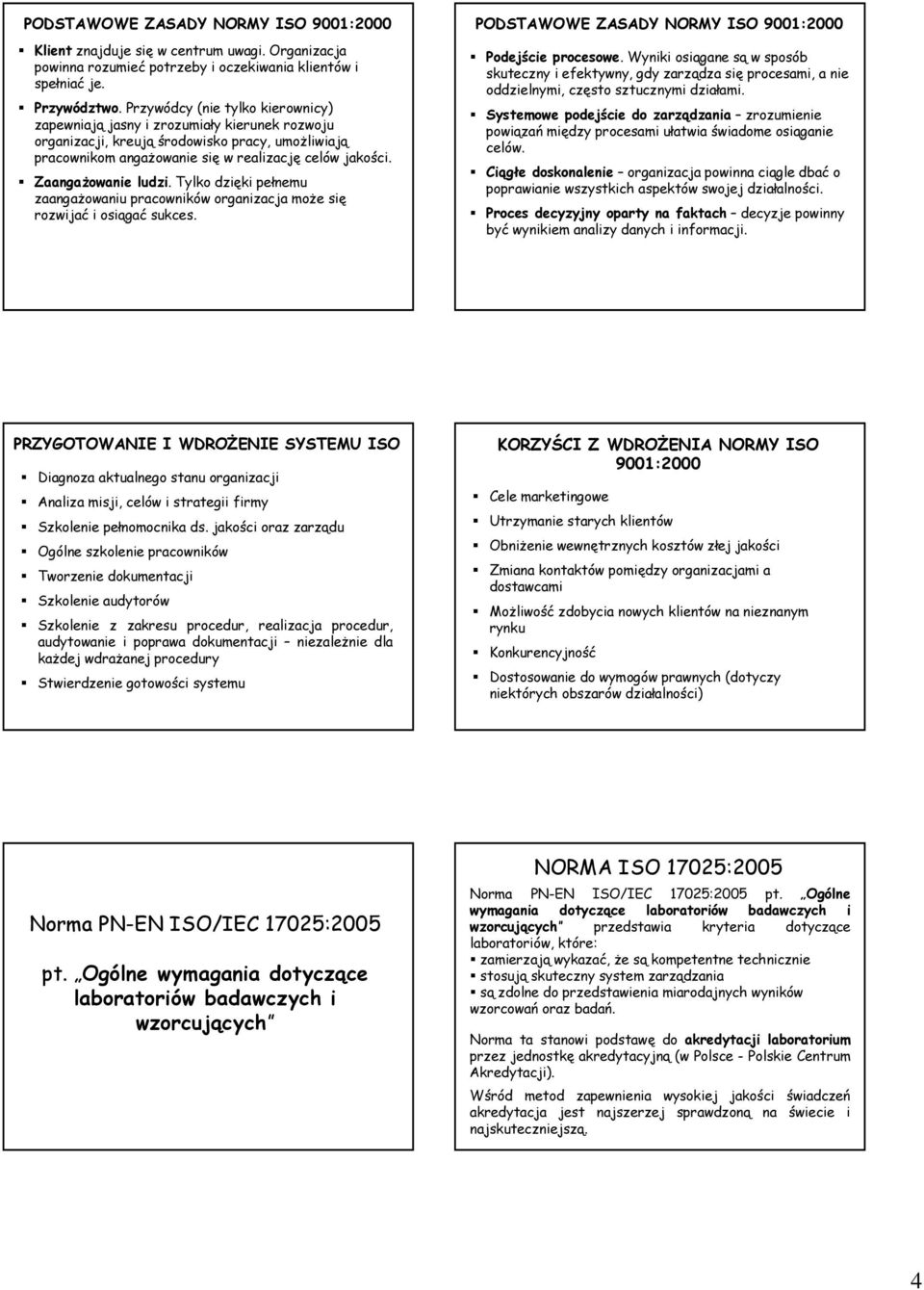 ZaangaŜowanie ludzi. Tylko dzięki pełnemu zaangaŝowaniu pracowników organizacja moŝe się rozwijać i osiągać sukces. PODSTAWOWE ZASADY NORMY ISO 9001:2000 Podejście procesowe.