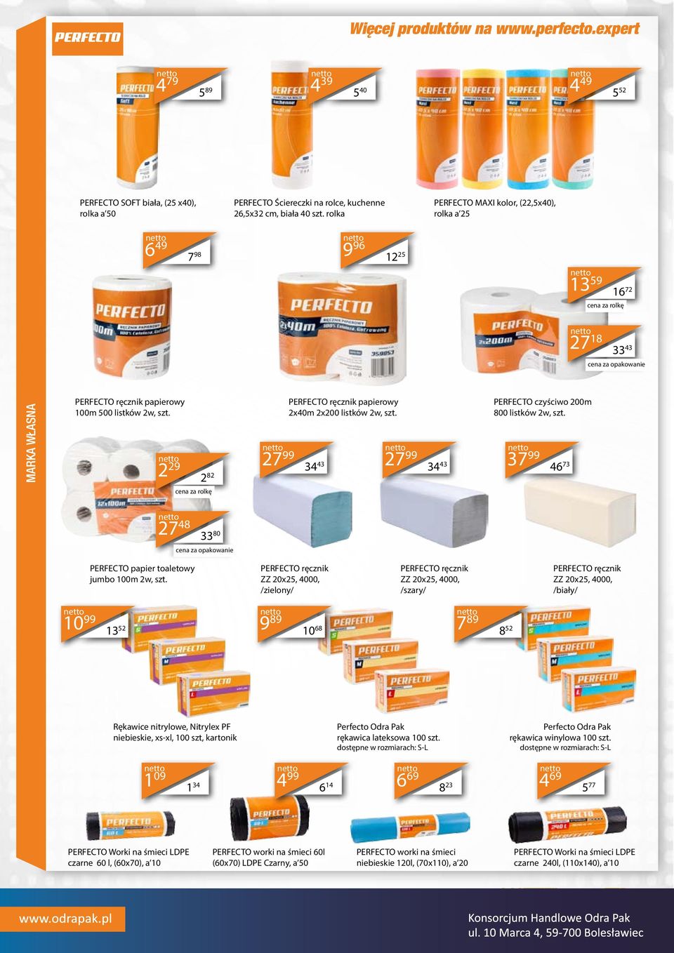 PERFECTO czyściwo 200m 800 listków 2w, szt. PERFECTO ręcznik papierowy 2x40m 2x200 listków 2w, szt.
