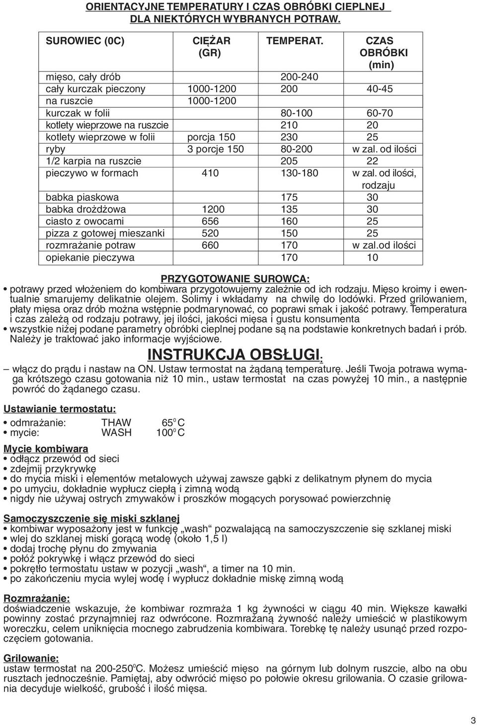 babka dro d owa ciasto z owocami pizza z gotowej mieszanki rozmra a potraw opieka pieczywa CI AR (GR) 10001200 10001200 porcja 150 3 porcje 150 410 1200 656 520 660 TEMPERAT.