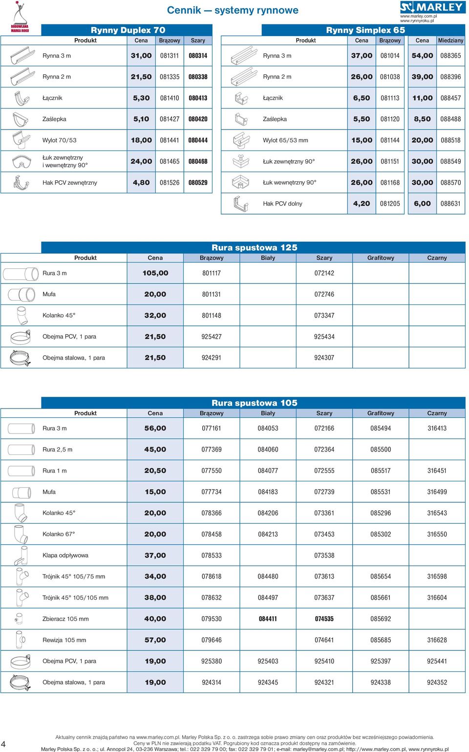 65/53 mm 15,00 081144 20,00 088518 Łuk zewnętrzny i wewnętrzny 90 24,00 081465 080468 Łuk zewnętrzny 90 26,00 081151 30,00 088549 Hak PCV zewnętrzny 4,80 081526 080529 Łuk wewnętrzny 90 26,00 081168