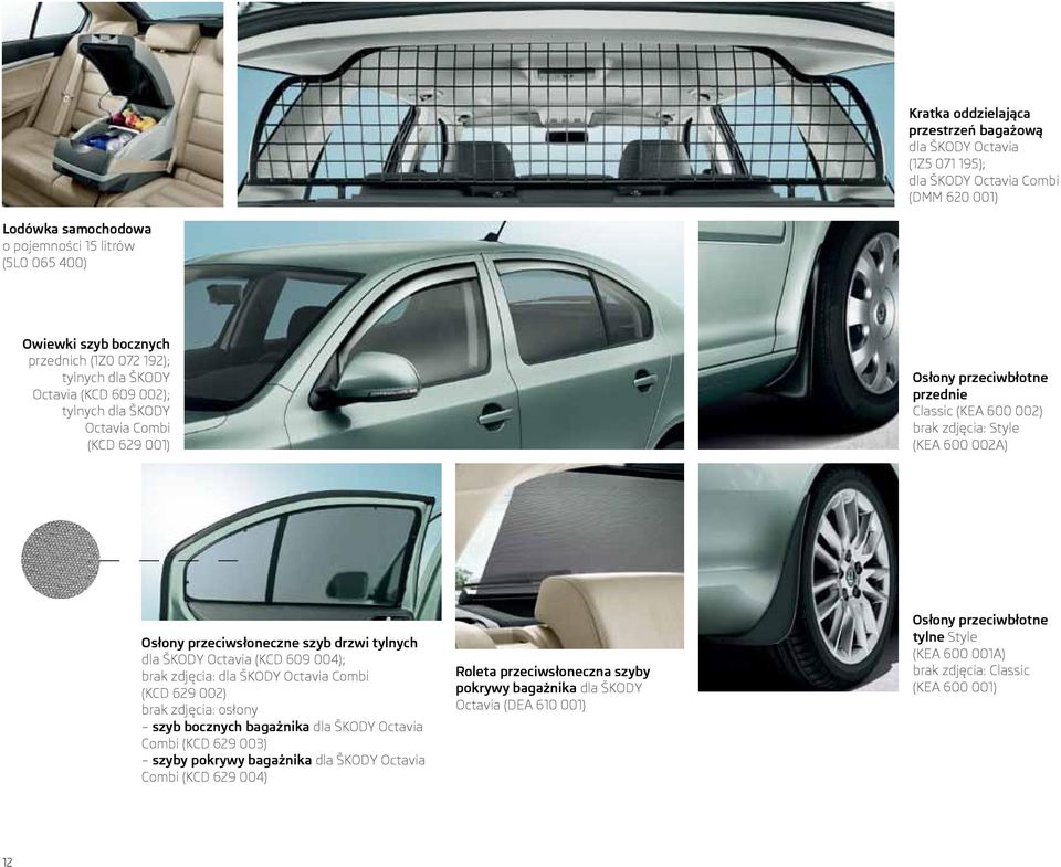 przeciwsłoneczne szyb drzwi tylnych dla ŠKODY Octavia (KCD 609 004); brak zdjęcia: dla ŠKODY Octavia Combi (KCD 629 002) brak zdjęcia: osłony szyb bocznych bagażnika dla ŠKODY Octavia Combi (KCD 629