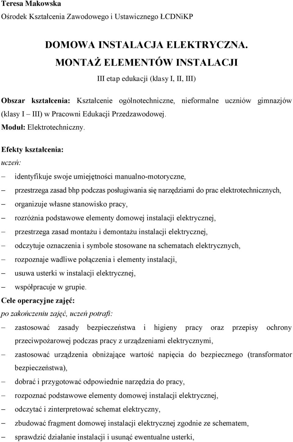 Moduł: Elektrotechniczny.