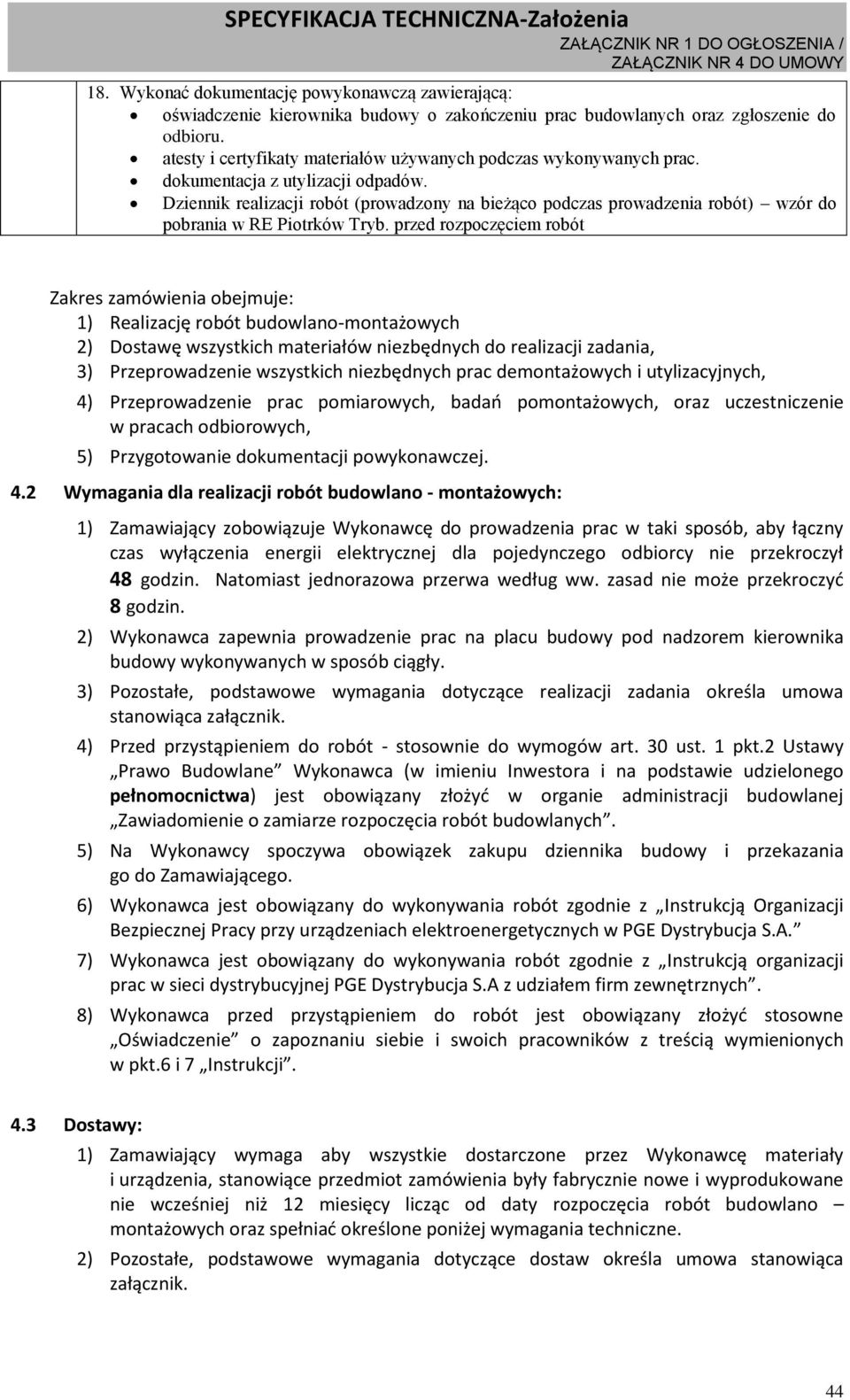 Dziennik realizacji robót (prowadzony na bieżąco podczas prowadzenia robót) wzór do pobrania w RE Piotrków Tryb.