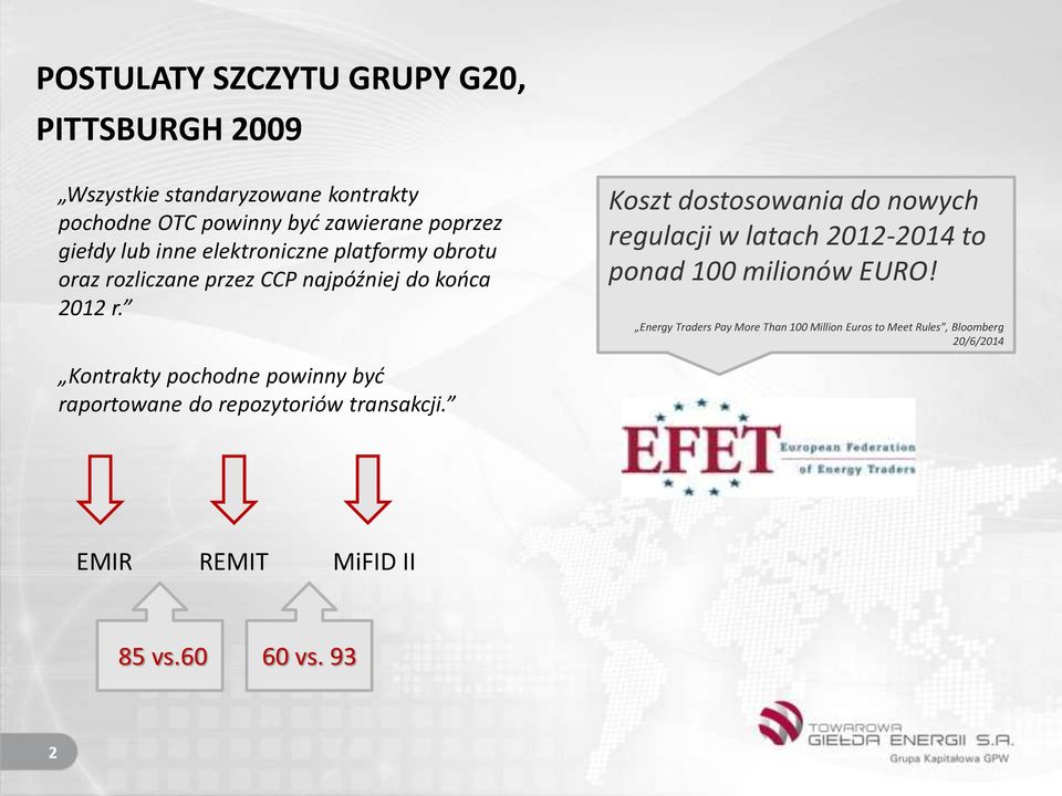 Koszt dostosowania do nowych regulacji w latach 2012-2014 to ponad 100 milionów EURO!