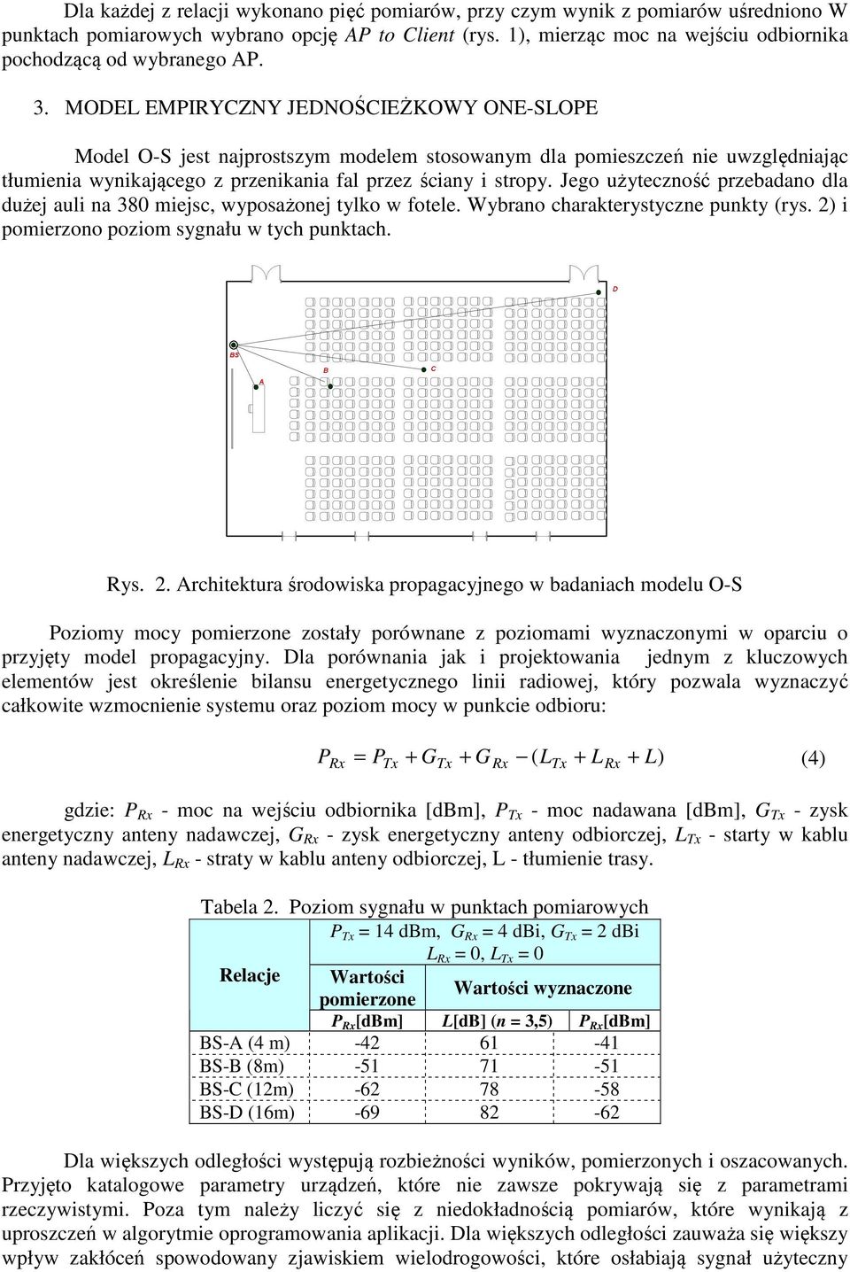 MODEL EMPIRYCZNY JEDNOŚCIEŻKOWY ONE-SLOPE Model O-S jest najprostszym modelem stosowanym dla pomieszczeń nie uwzględniając tłumienia wynikającego z przenikania fal przez ściany i stropy.