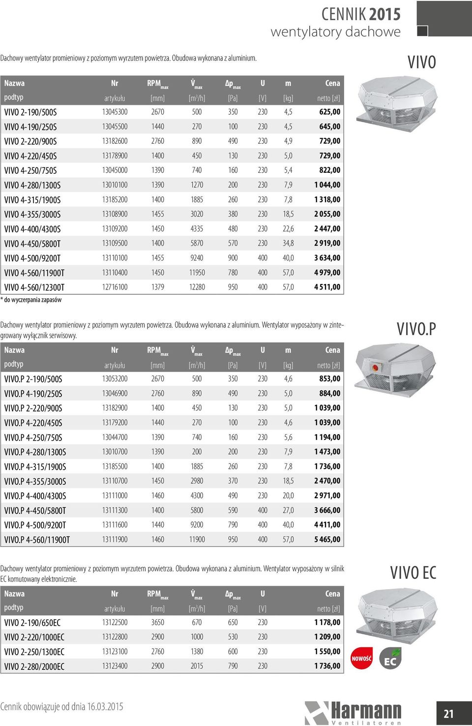 230 5,0 729,00 VIVO 4-250/750S 13045000 1390 740 160 230 5,4 822,00 VIVO 4-280/1300S 13010100 1390 1270 200 230 7,9 1 044,00 VIVO 4-315/1900S 13185200 1400 1885 260 230 7,8 1 318,00 VIVO 4-355/3000S