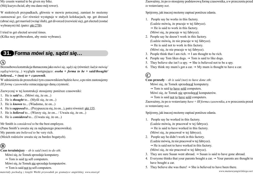 get dressed (ubraæ siê), get married (wzi¹æ œlub), get divorced (rozwieœæ siê), get elected (zostaæ wybranym) itd. (patrz: pkt 27). I tried to get elected several times.