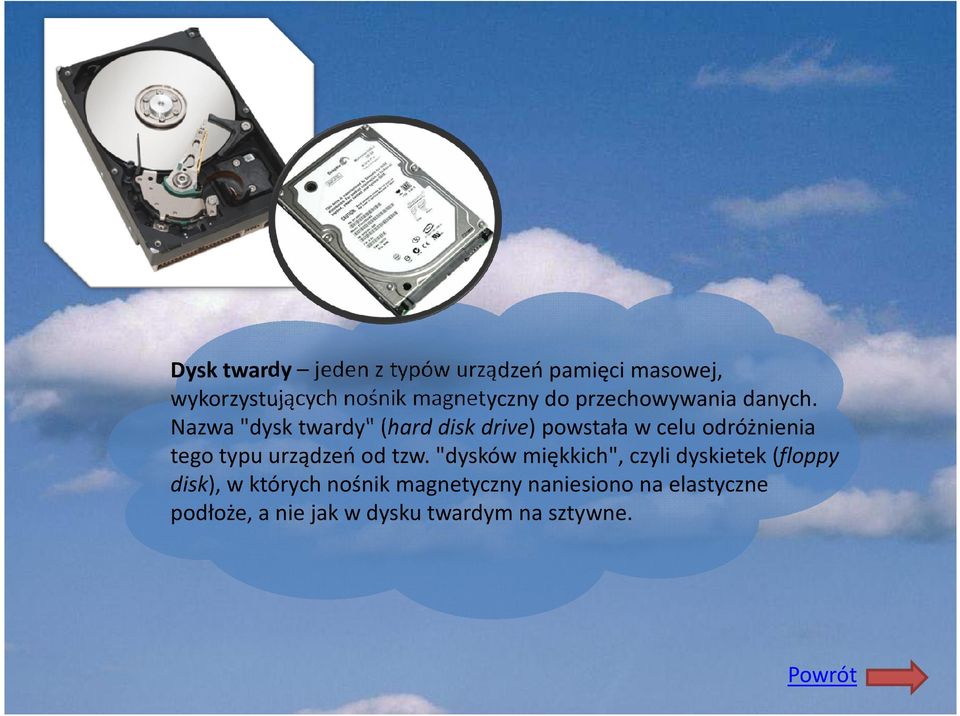 Nazwa "dysk twardy" (harddiskdrive) powstała w celu odróżnienia tego typu urządzeń od