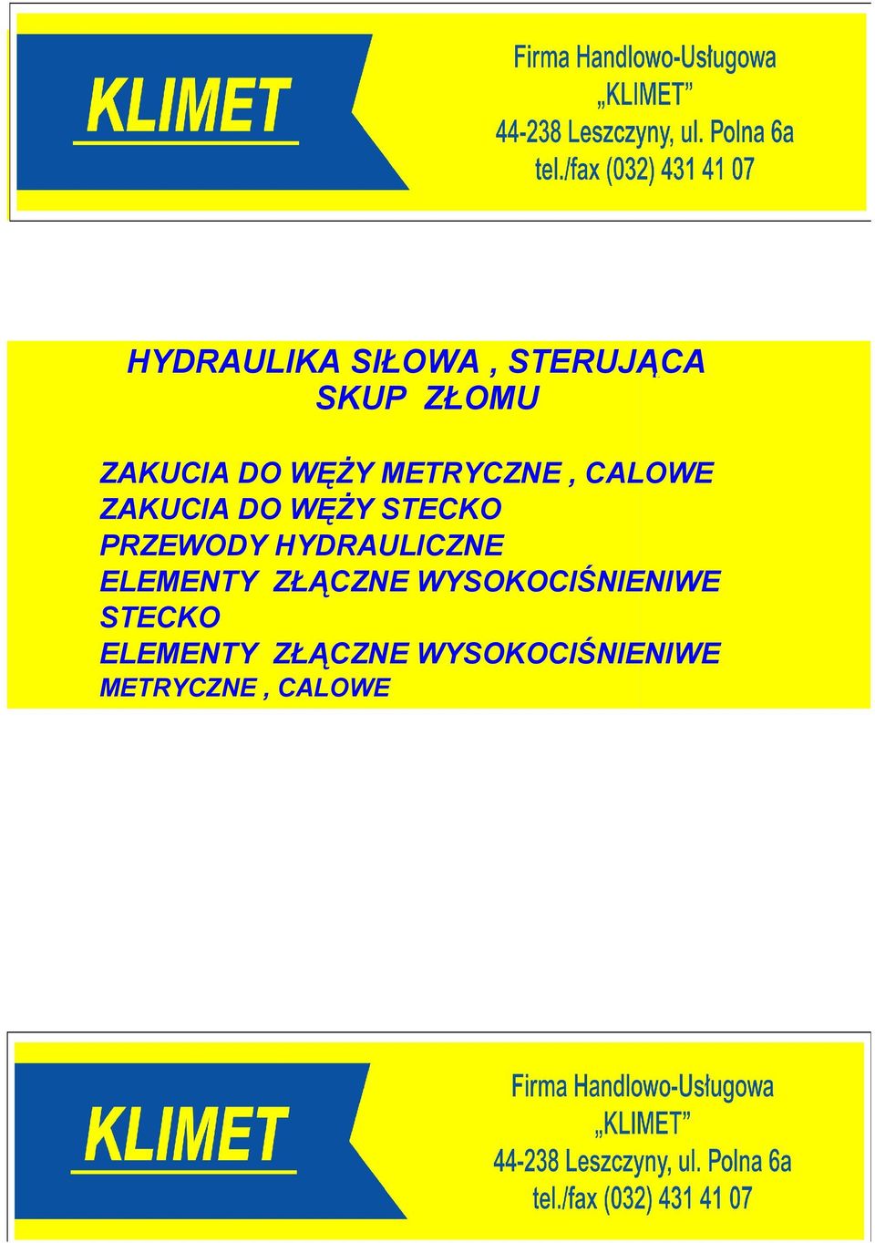 PRZEWODY HYDRAULICZNE ELEMENTY ZŁĄCZNE