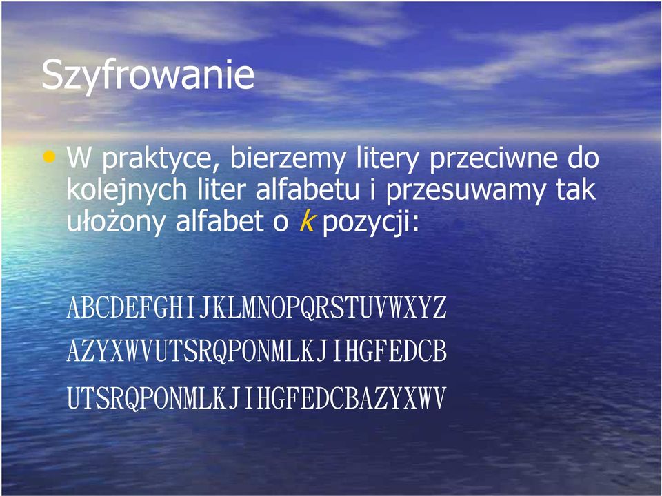 ułożony alfabet o k pozycji: