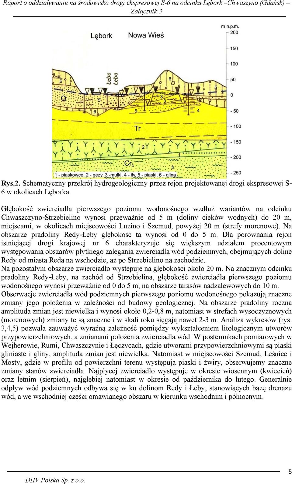 Chwaszczyno-Strzebielino wynosi przeważnie od 5 m (doliny cieków wodnych) do 20 m, miejscami, w okolicach miejscowości Luzino i Szemud, powyżej 20 m (strefy morenowe).