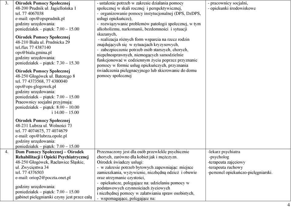 00 Pracownicy socjalni przyjmują: poniedziałek piątek: 8.00 10.00 i 14.00 15.