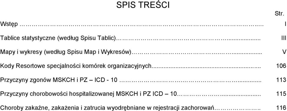 I III V Kody Resortowe specjalności komórek organizacyjnych.