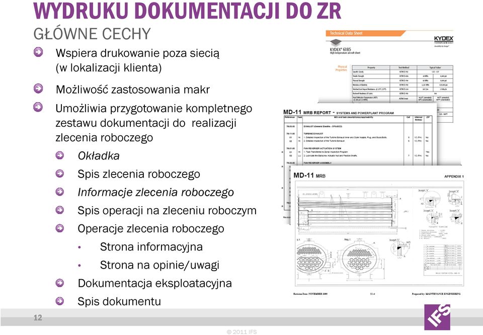 Okładka Spis zlecenia roboczego Informacje zlecenia roboczego Spis operacji na zleceniu roboczym Operacje