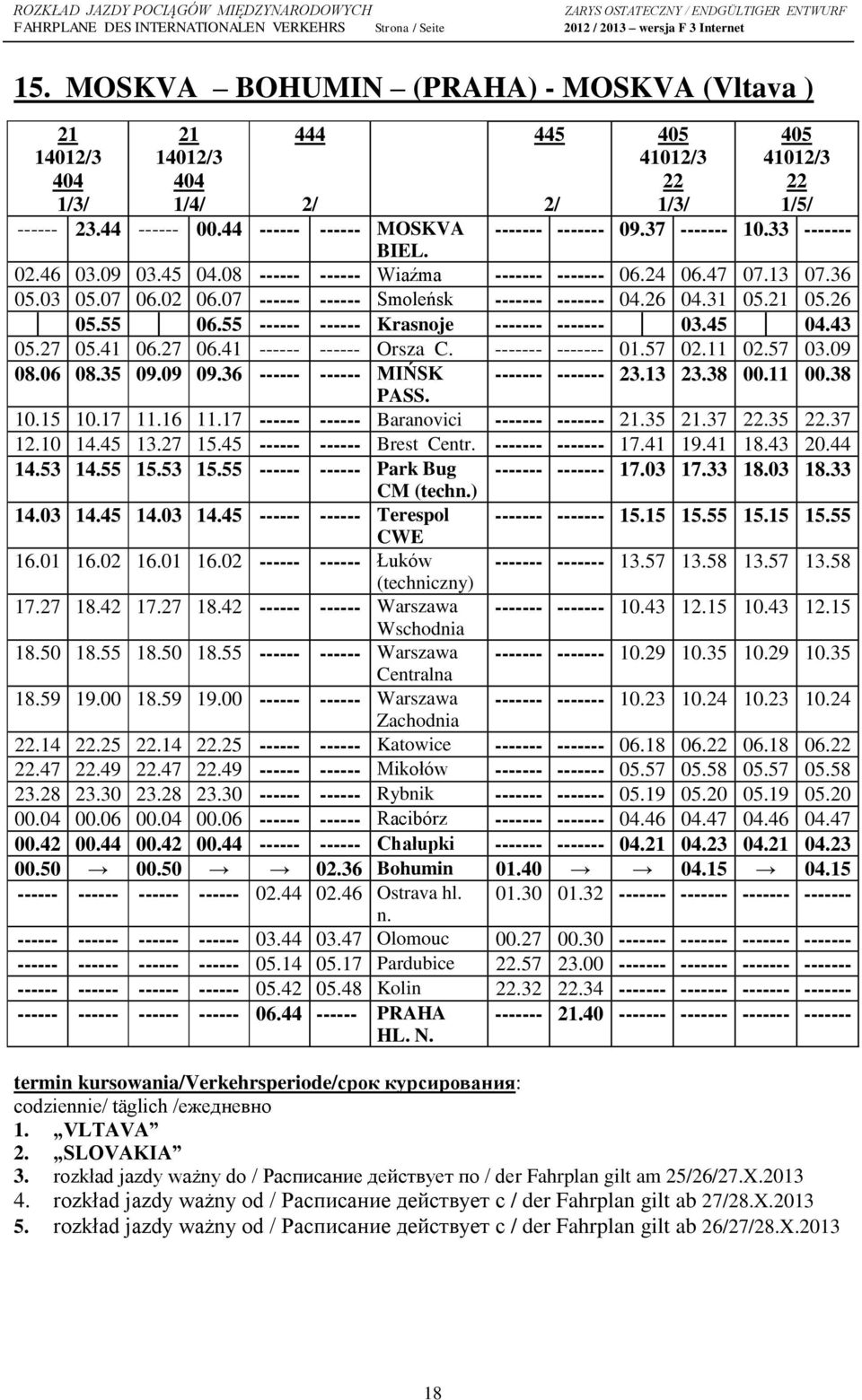 26 05.55 06.55 ------ ------ Krasnoje ------- ------- 03.45 04.43 05.27 05.41 06.27 06.41 ------ ------ Orsza C. ------- ------- 01.57 02.11 02.57 03.09 08.06 08.35 09.09 09.