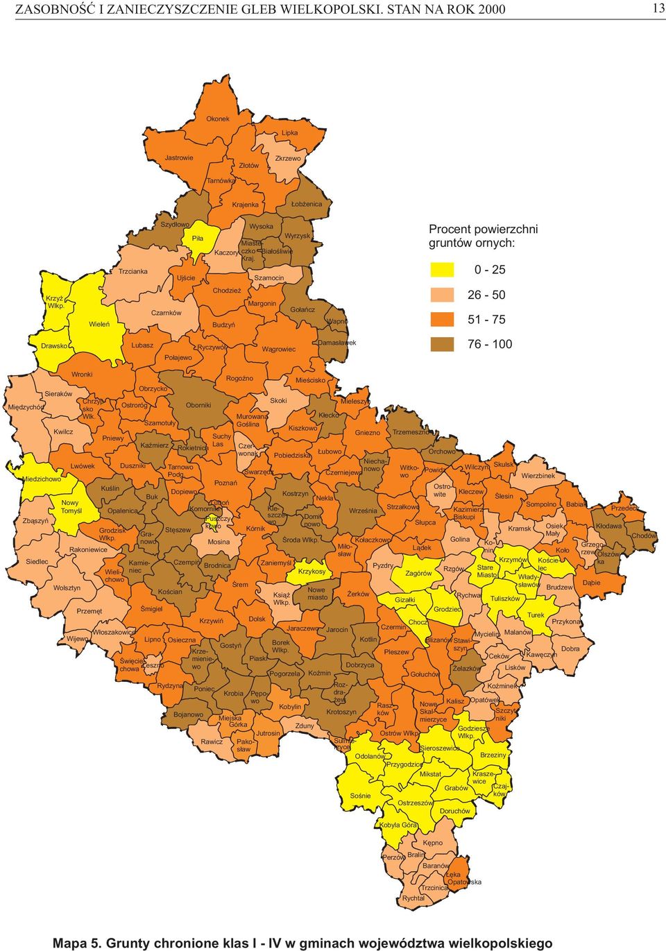 Szamocin Procent powierzchni gruntów ornych: Krzyż Wlkp.