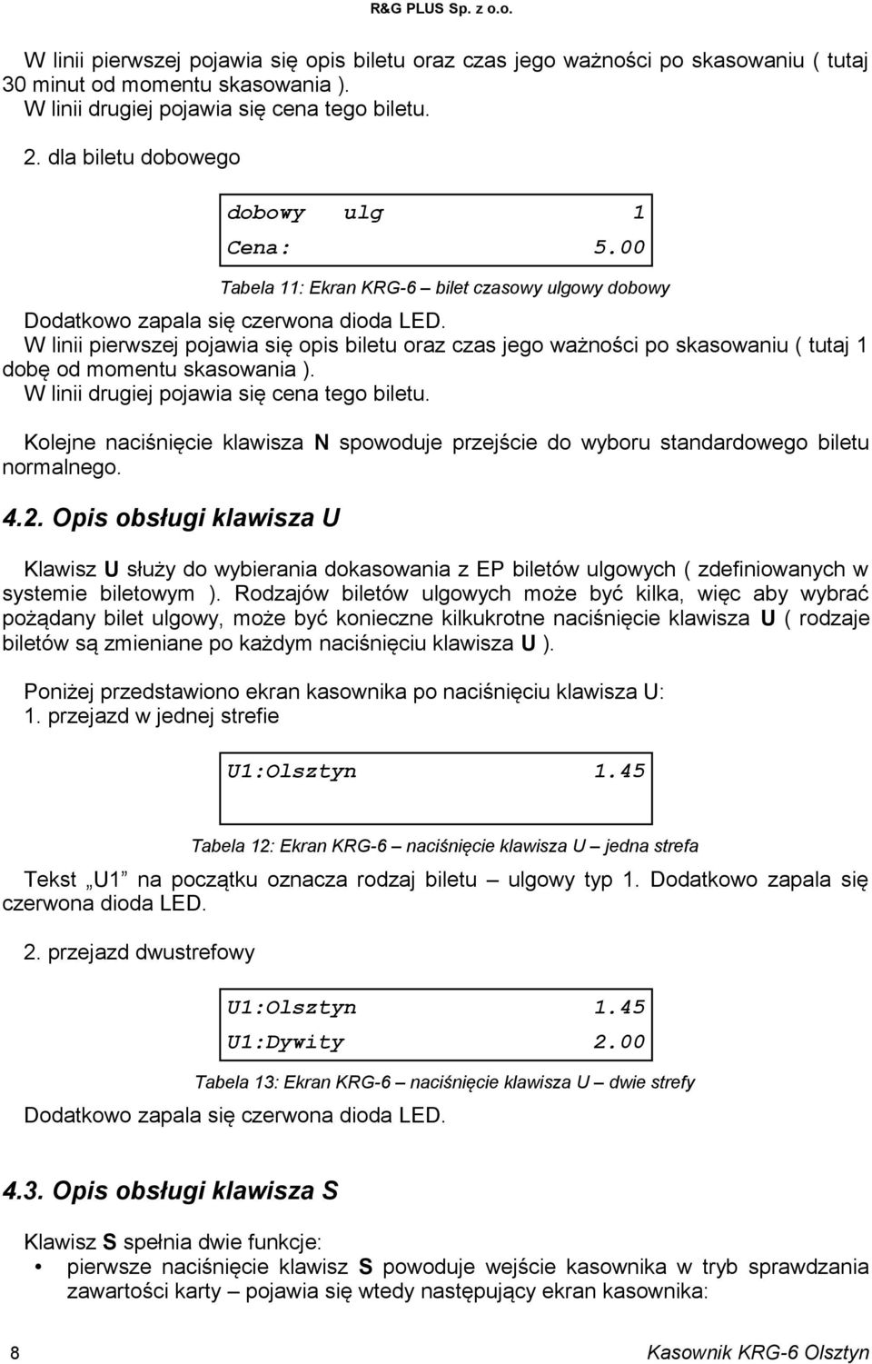 W linii pierwszej pojawia się opis biletu oraz czas jego ważności po skasowaniu ( tutaj 1 dobę od momentu skasowania ). W linii drugiej pojawia się cena tego biletu.