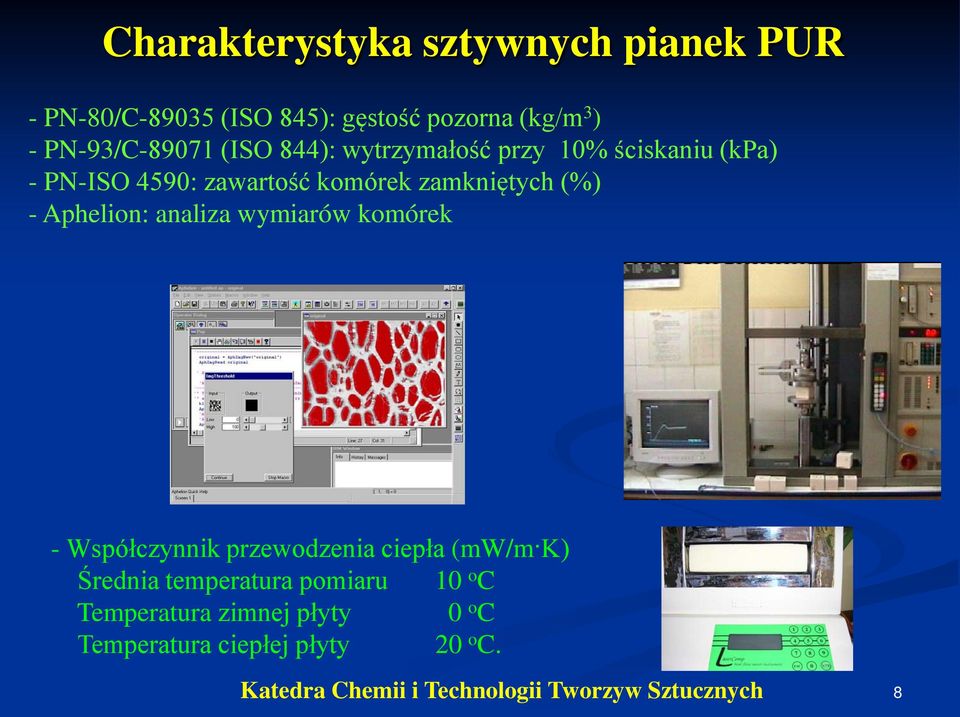 zamkniętych (%) - Aphelion: analiza wymiarów komórek - Współczynnik przewodzenia ciepła (mw/m K)