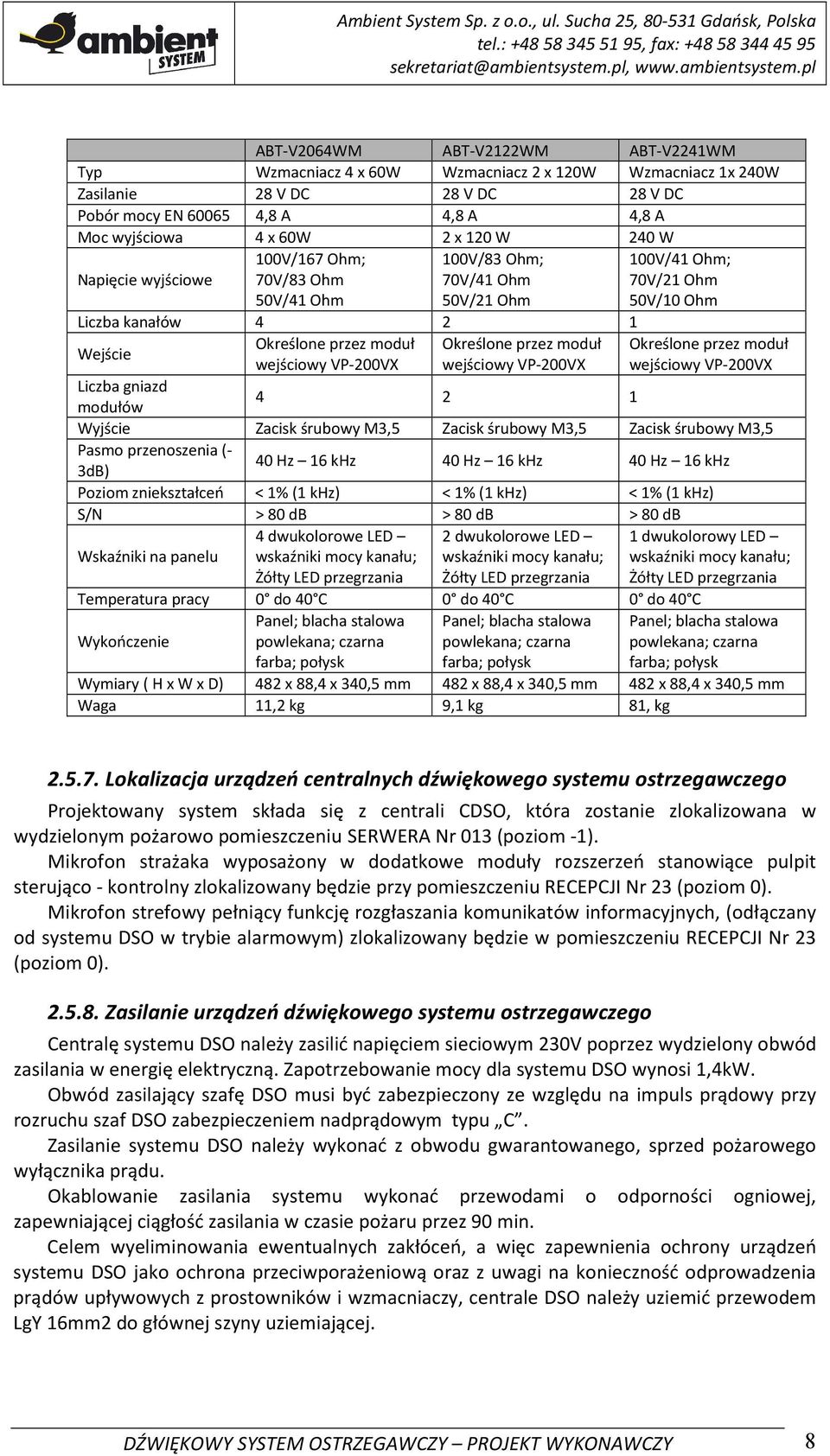 moduł Określone przez moduł wejściowy VP-200VX wejściowy VP-200VX wejściowy VP-200VX Liczba gniazd modułów 4 2 1 Wyjście Zacisk śrubowy M3,5 Zacisk śrubowy M3,5 Zacisk śrubowy M3,5 Pasmo przenoszenia