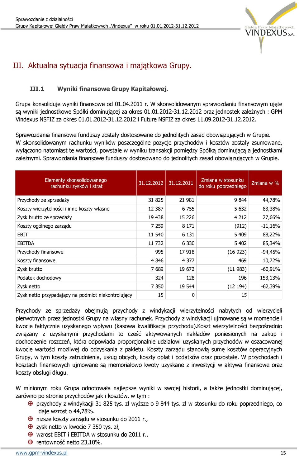 09.2012-31.12.2012. Sprawozdania finansowe funduszy zostały dostosowane do jednolitych zasad obowiązujących w Grupie.
