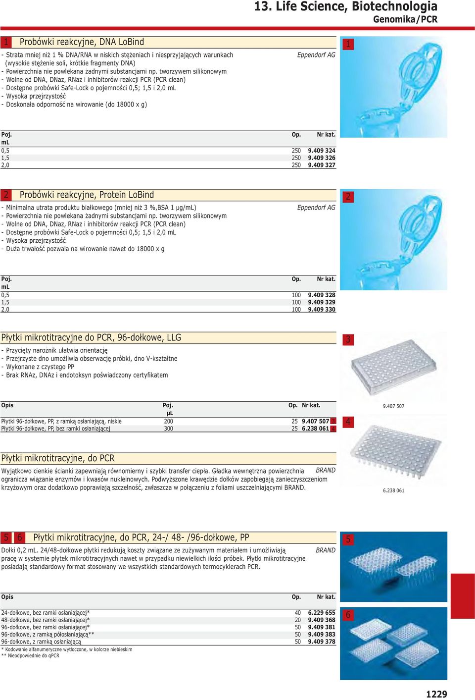 tworzywem silikonowym - Wolne od DNA, DNaz, RNaz i inhibitorów reakcji PCR (PCR clean) - Dostępne probówki Safe-Lock o pojemności 0,;, i,0 ml - Wysoka przejrzystość - Doskonała odporność na wirowanie
