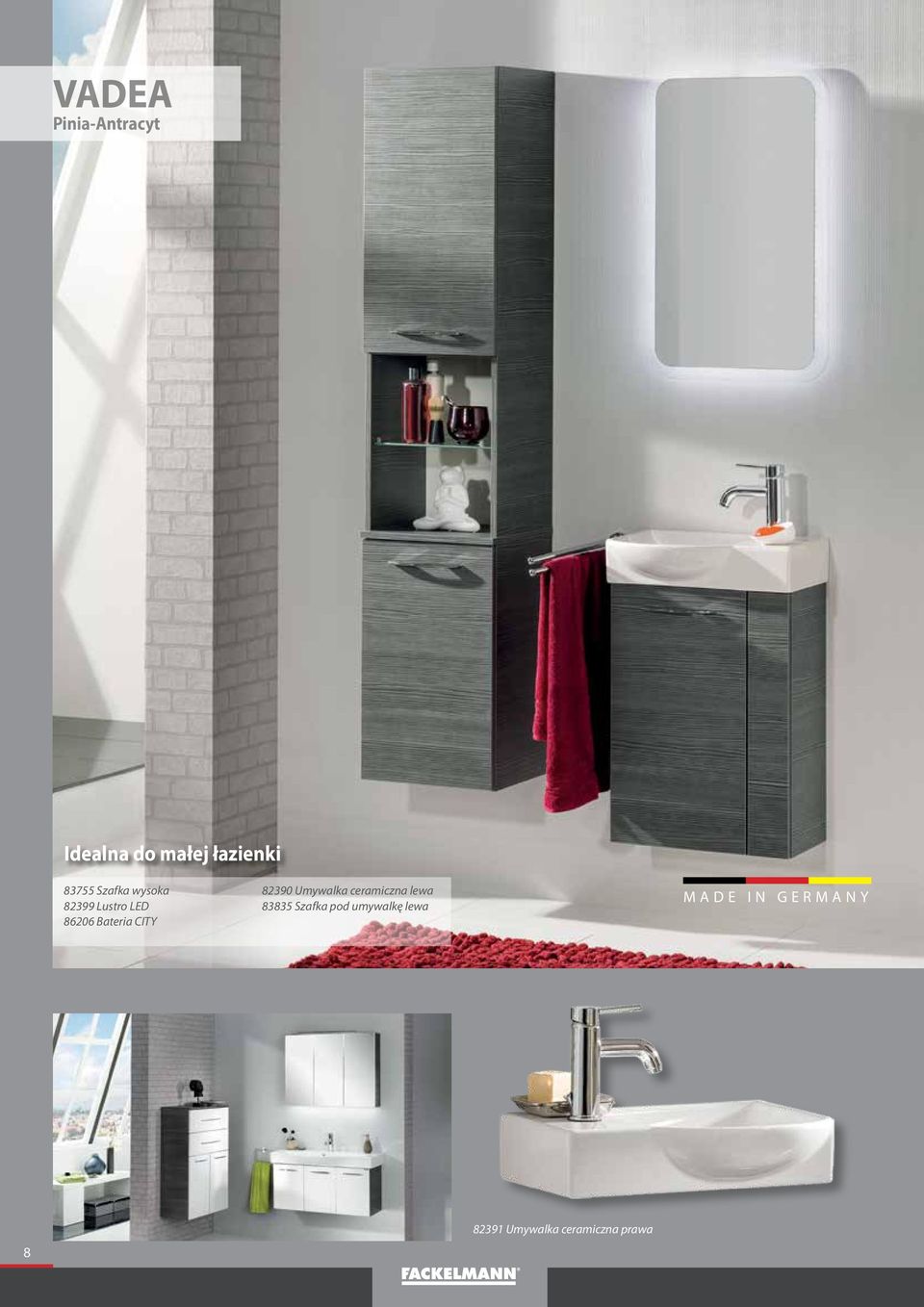 82390 Umywalka ceramiczna lewa 83835 Szafka pod