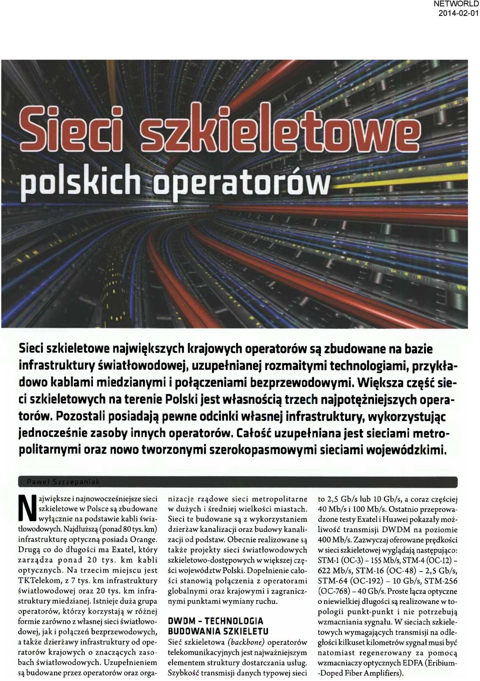 Pozostali posiadają pewne odcinki własnej infrastruktury, wykorzystując jednocześnie zasoby innych operatorów.