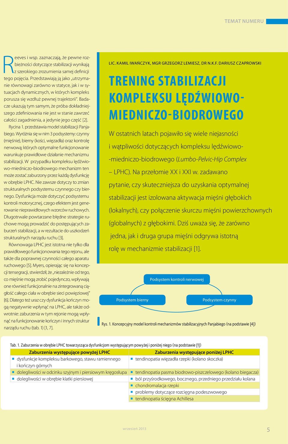 Badacze ukazują tym samym, że próba dokładniejszego zdefiniowania nie jest w stanie zawrzeć całości zagadnienia, a jedynie jego część [2]. Rycina 1. przedstawia model stabilizacji Panjabiego.