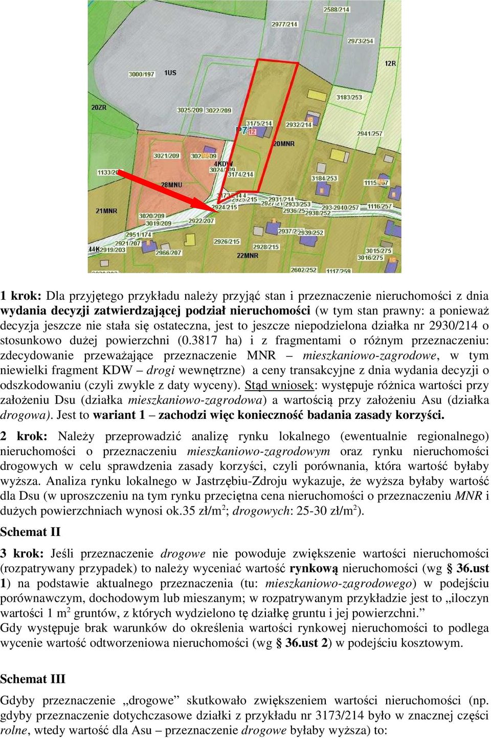 3817 ha) i z fragmentami o różnym przeznaczeniu: zdecydowanie przeważające przeznaczenie MNR mieszkaniowo-zagrodowe, w tym niewielki fragment KDW drogi wewnętrzne) a ceny transakcyjne z dnia wydania