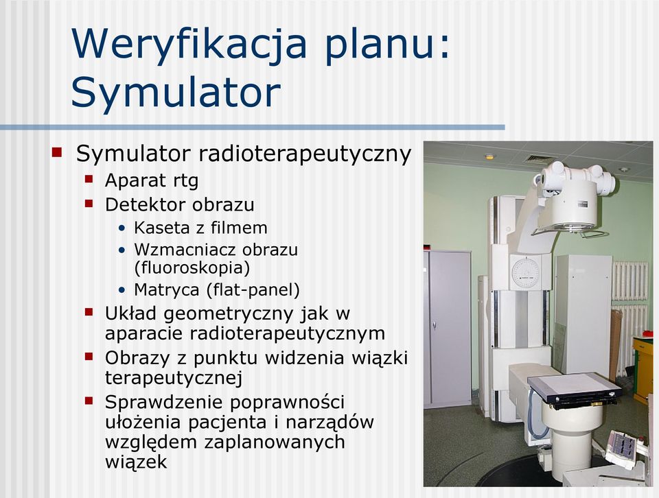 geometryczny jak w aparacie radioterapeutycznym Obrazy z punktu widzenia wiązki