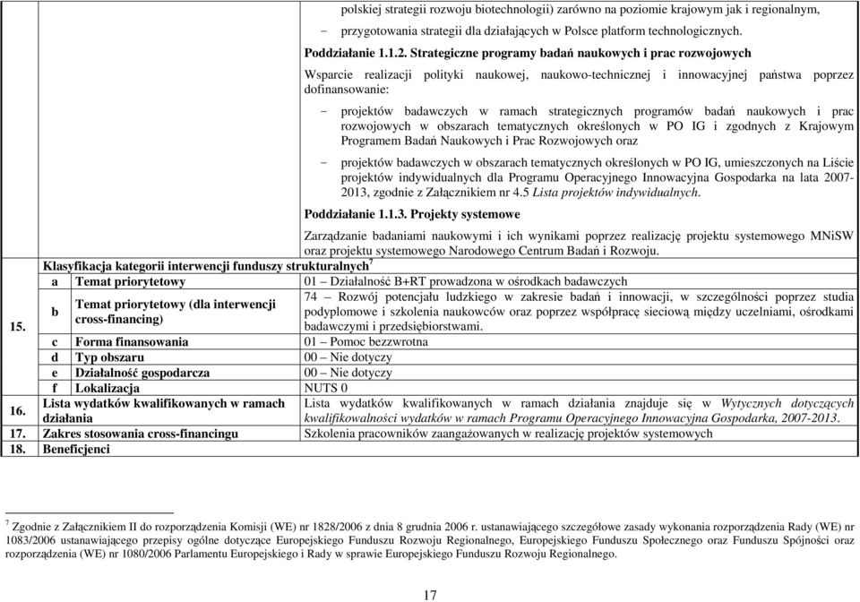 strategicznych programów badań naukowych i prac rozwojowych w obszarach tematycznych określonych w PO IG i zgodnych z Krajowym Programem Badań Naukowych i Prac Rozwojowych oraz - projektów badawczych