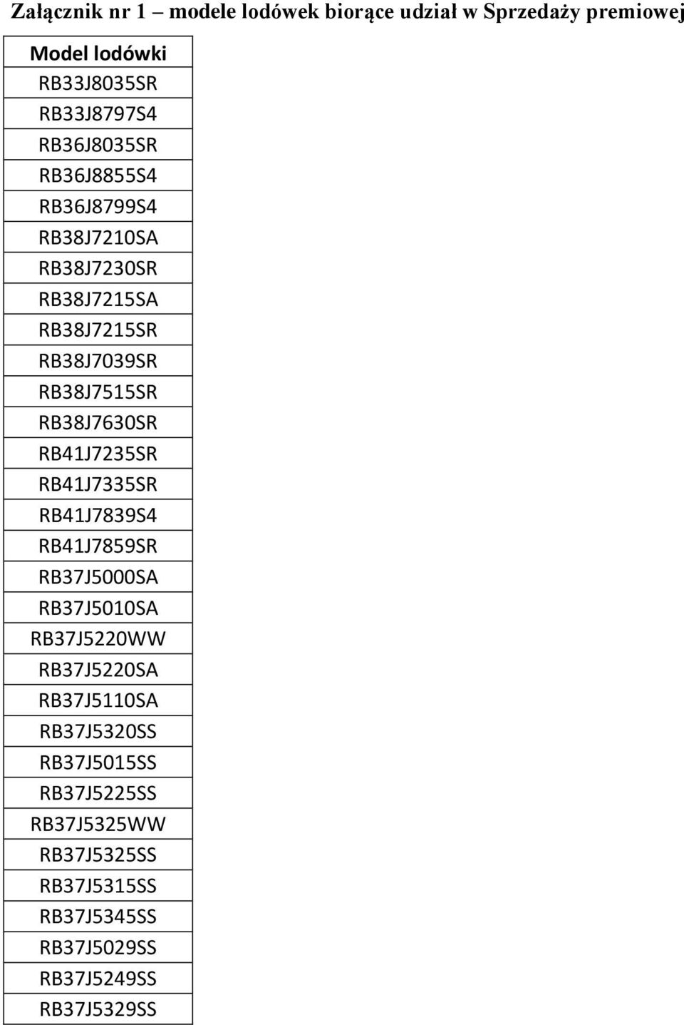 RB38J7630SR RB41J7235SR RB41J7335SR RB41J7839S4 RB41J7859SR RB37J5000SA RB37J5010SA RB37J5220WW RB37J5220SA