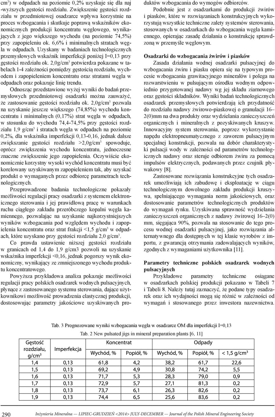 większego wychodu (na poziomie 74,5%) przy zapopieleniu ok. 6,6% i minimalnych stratach węgla w odpadach.