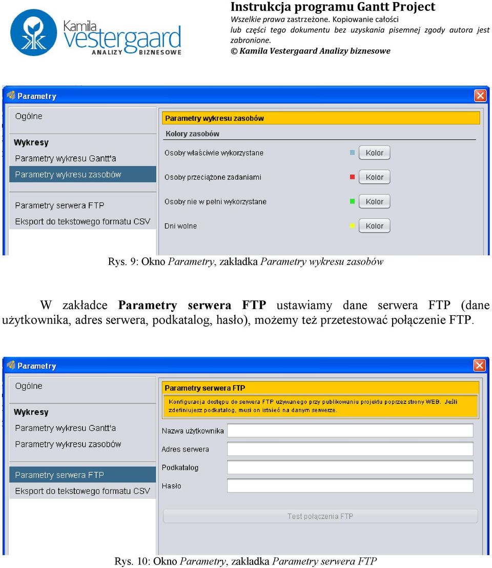 użytkownika, adres serwera, podkatalog, hasło), możemy też