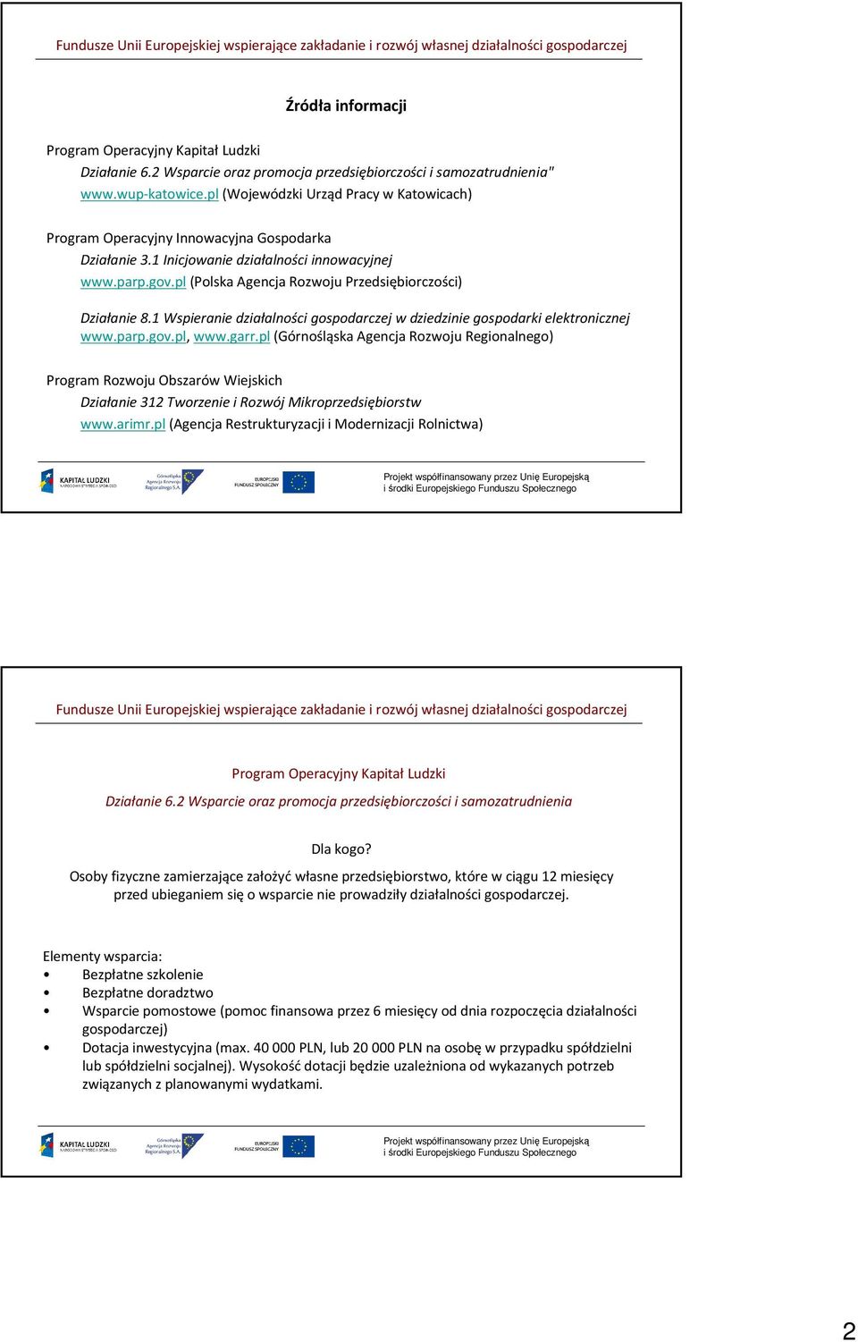 pl(górnośląska Agencja Rozwoju Regionalnego) Program Rozwoju Obszarów Wiejskich Działanie 312 Tworzenie i Rozwój Mikroprzedsiębiorstw www.arimr.