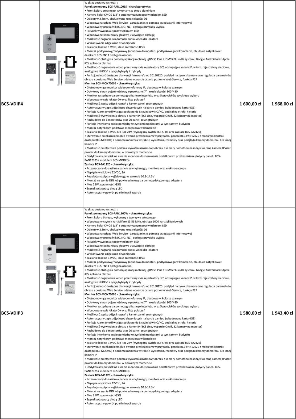 poziomu Web Service, zdalne otwarcie drzwi z poziomu Web Service, funkcja P2P Monitor BCS-MON7000B - charakterystyka: Głośnomówiący monitor wideodomofonowy IP, obudowa w kolorze czarnym Możliwość