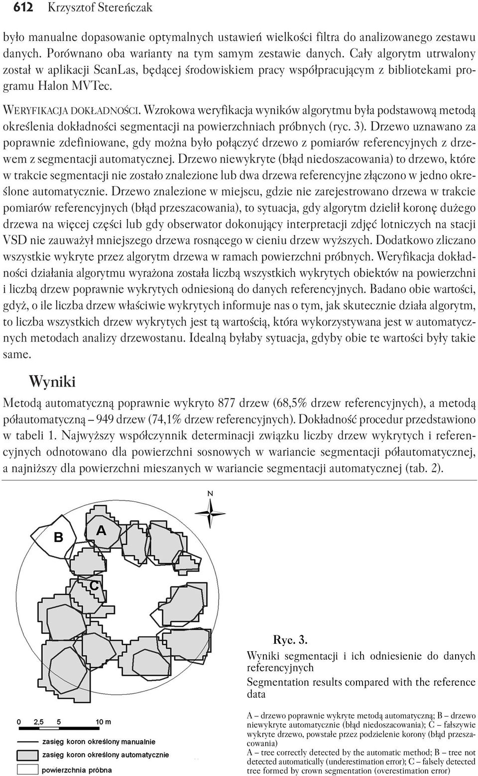 Wzrokowa weryfikacja wyników algorytmu była podstawową metodą określenia dokładności segmentacji na powierzchniach próbnych (ryc. 3).