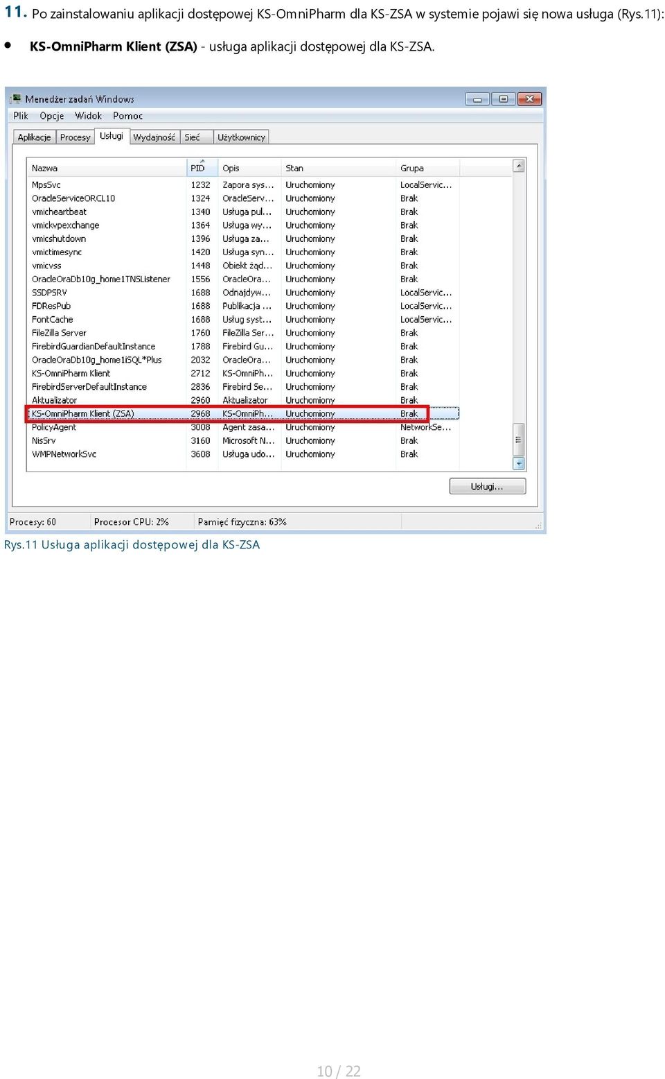 11): KS-OmniPharm Klient (ZSA) - usługa aplikacji