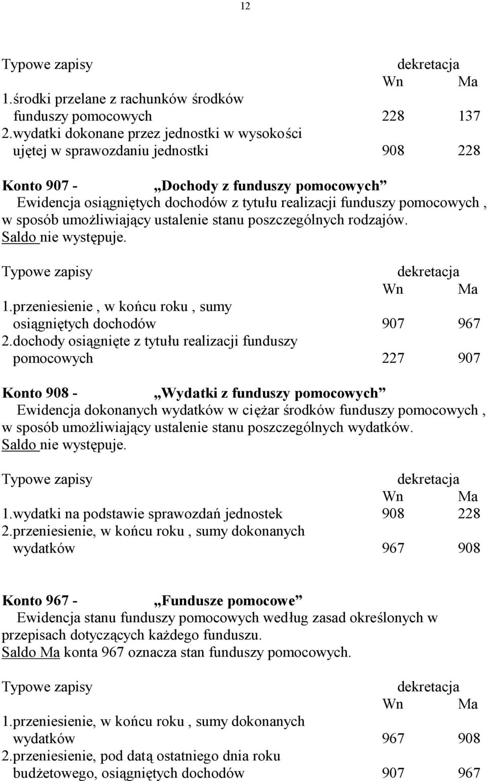 w sposób umożliwiający ustalenie stanu poszczególnych rodzajów. Saldo nie występuje. 1.przeniesienie, w końcu roku, sumy osiągniętych dochodów 907 967 2.