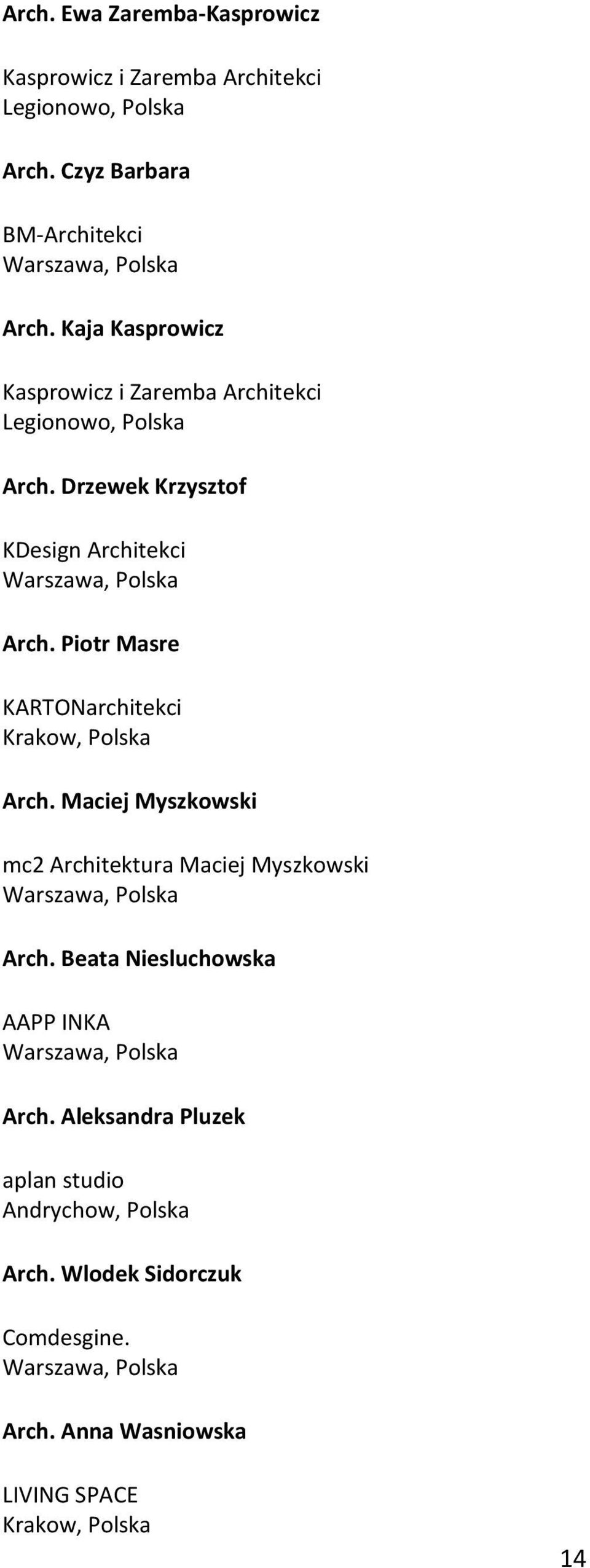 Piotr Masre KARTONarchitekci Krakow, Polska Arch. Maciej Myszkowski mc2 Architektura Maciej Myszkowski Arch.
