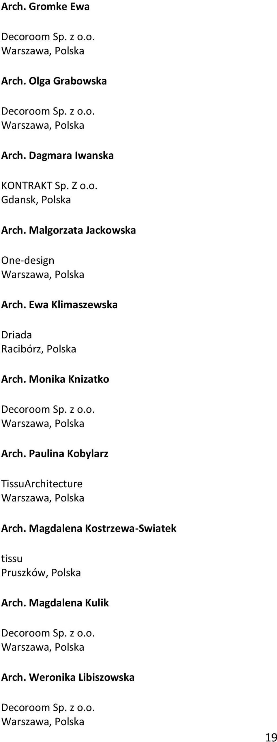 Monika Knizatko Arch. Paulina Kobylarz TissuArchitecture Arch.