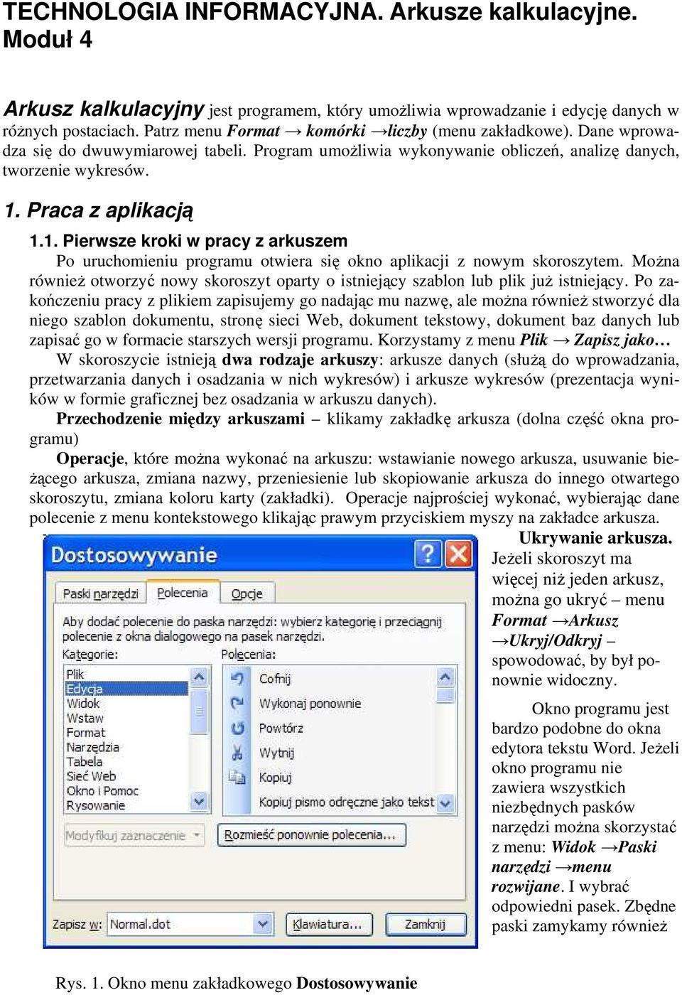 Praca z aplikacją 1.1. Pierwsze kroki w pracy z arkuszem Po uruchomieniu programu otwiera się okno aplikacji z nowym skoroszytem.