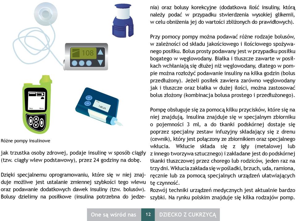 Białka i tłuszcze zawarte w posiłkach wchłaniają się dłużej niż węglowodany, dlatego w pompie można rozłożyć podawanie insuliny na kilka godzin (bolus przedłużony).