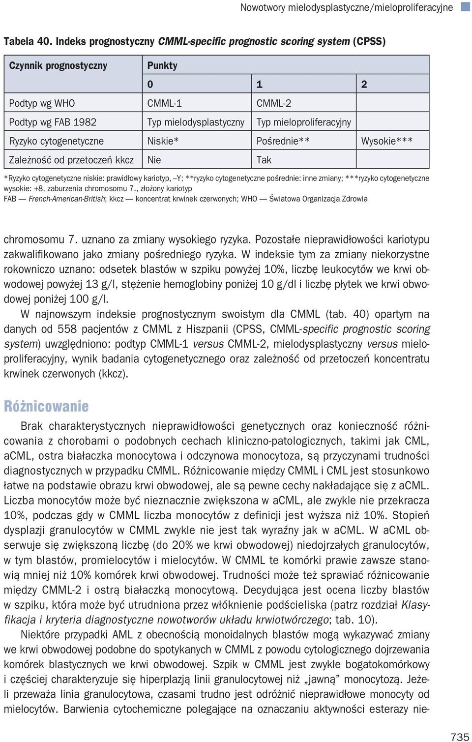 Ryzyko cytogenetyczne Niskie* Pośrednie** Wysokie*** Zależność od przetoczeń kkcz Nie Tak *Ryzyko cytogenetyczne niskie: prawidłowy kariotyp, Y; **ryzyko cytogenetyczne pośrednie: inne zmiany;