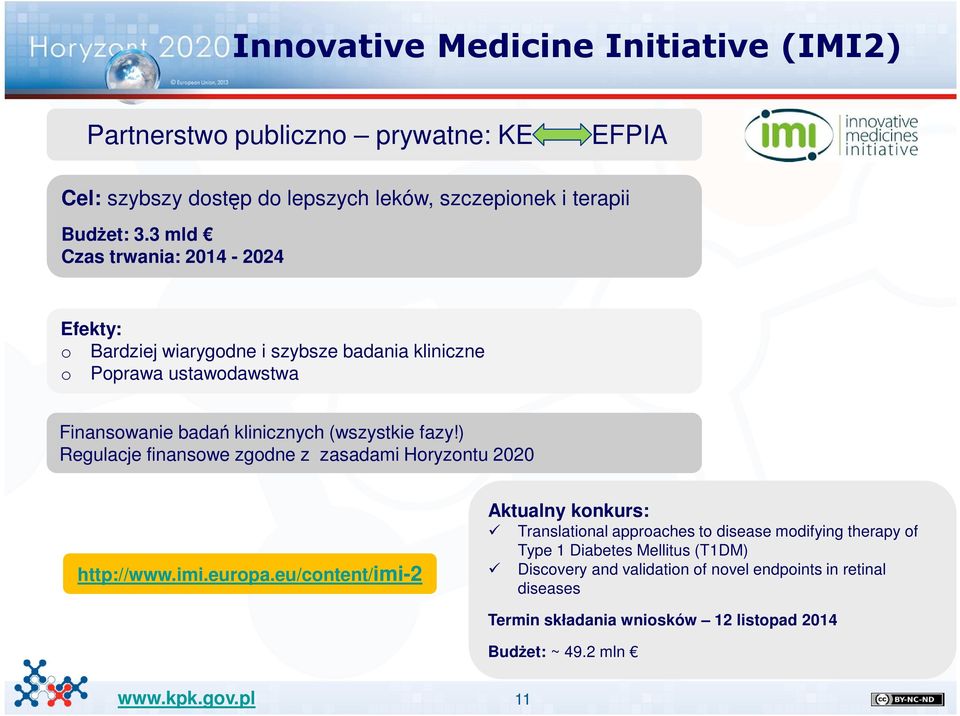 ) Regulacje finansowe zgodne z zasadami Horyzontu 2020 http://www.imi.europa.