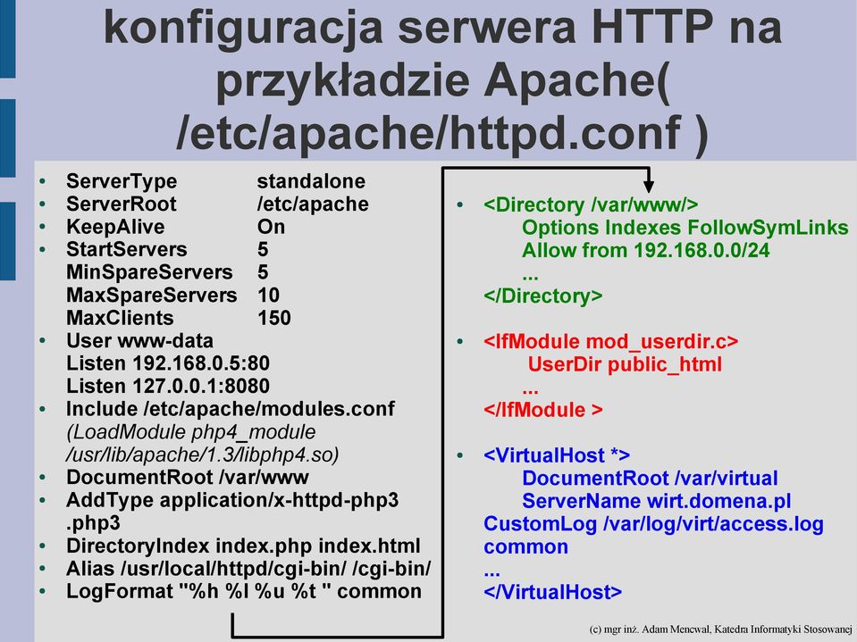 conf (LoadModule php4_module /usr/lib/apache/1.3/libphp4.so) DocumentRoot /var/www AddType application/x-httpd-php3.php3 DirectoryIndex index.php index.