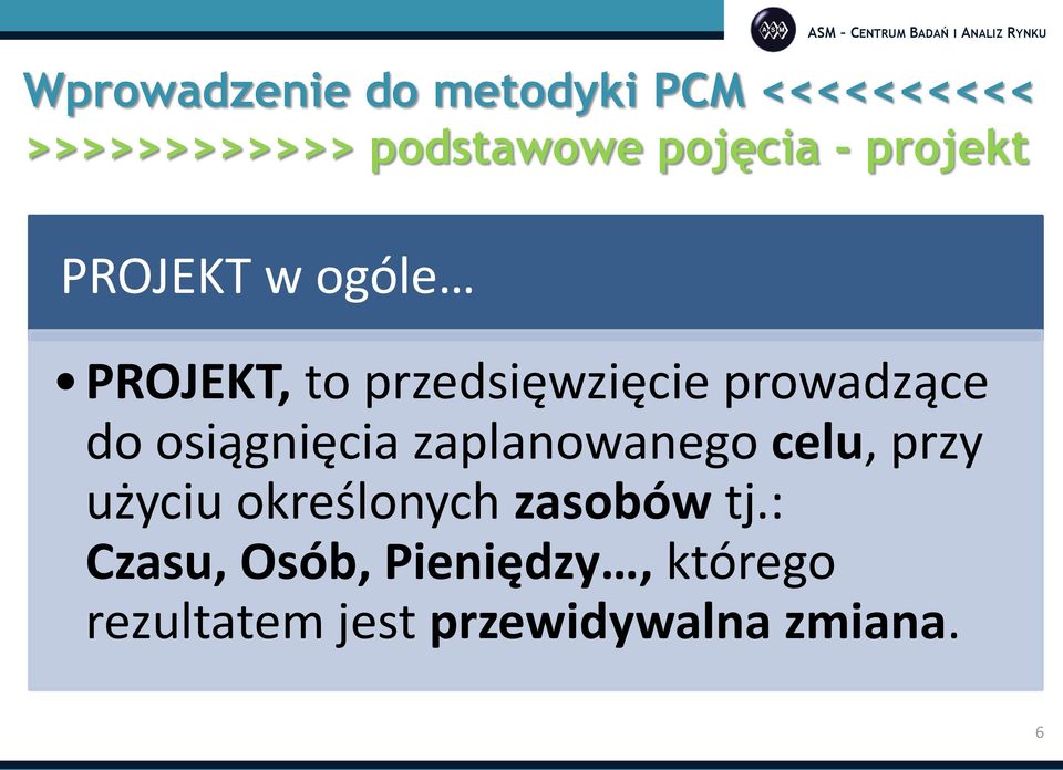 prowadzące do osiągnięcia zaplanowanego celu, przy użyciu określonych