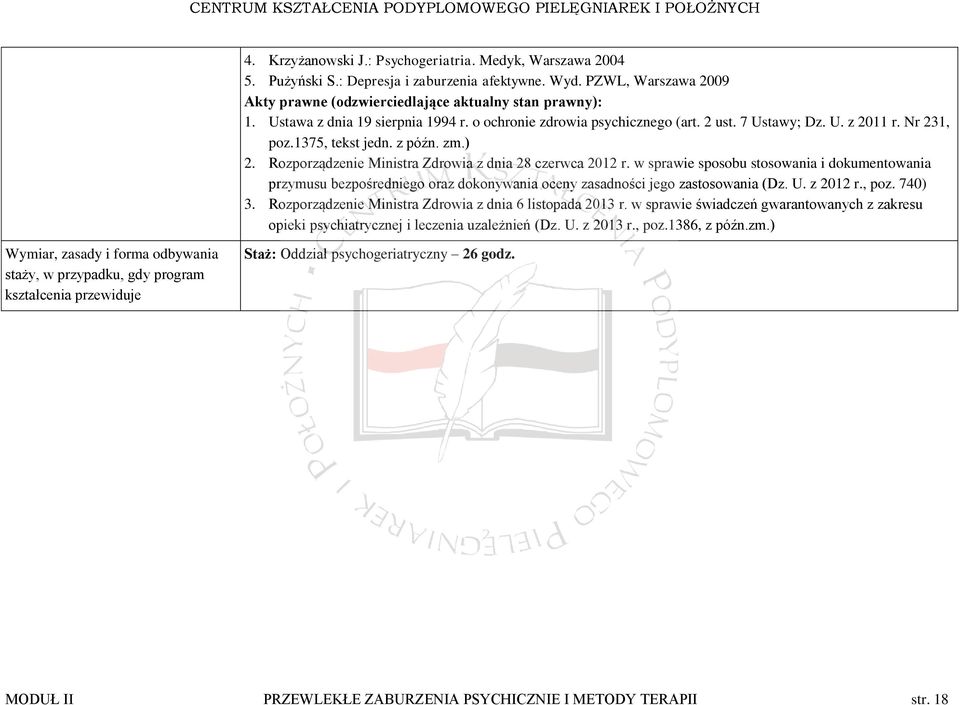Rozporządzenie Ministra Zdrowia z dnia 28 czerwca 2012 r. w sprawie sposobu stosowania i dokumentowania przymusu bezpośredniego oraz dokonywania oceny zasadności jego zastosowania (Dz. U. z 2012 r.
