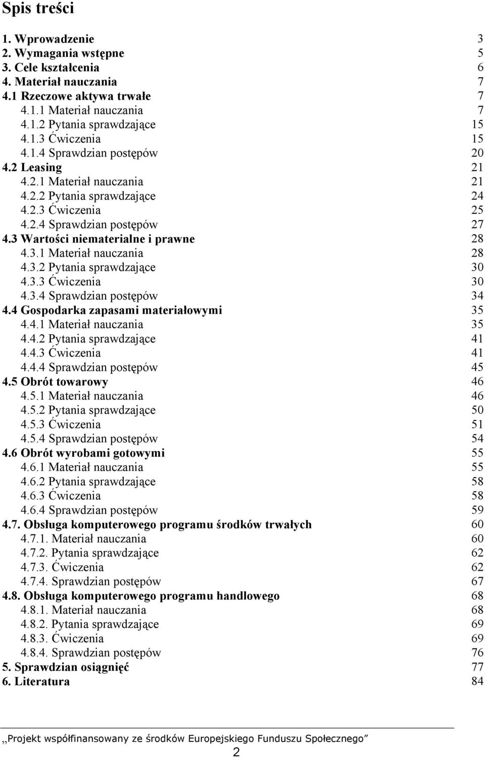 3.2 Pytania sprawdzające 30 4.3.3 Ćwiczenia 30 4.3.4 Sprawdzian postępów 34 4.4 Gospodarka zapasami materiałowymi 35 4.4.1 Materiał nauczania 35 4.4.2 Pytania sprawdzające 41 4.4.3 Ćwiczenia 41 4.4.4 Sprawdzian postępów 45 4.