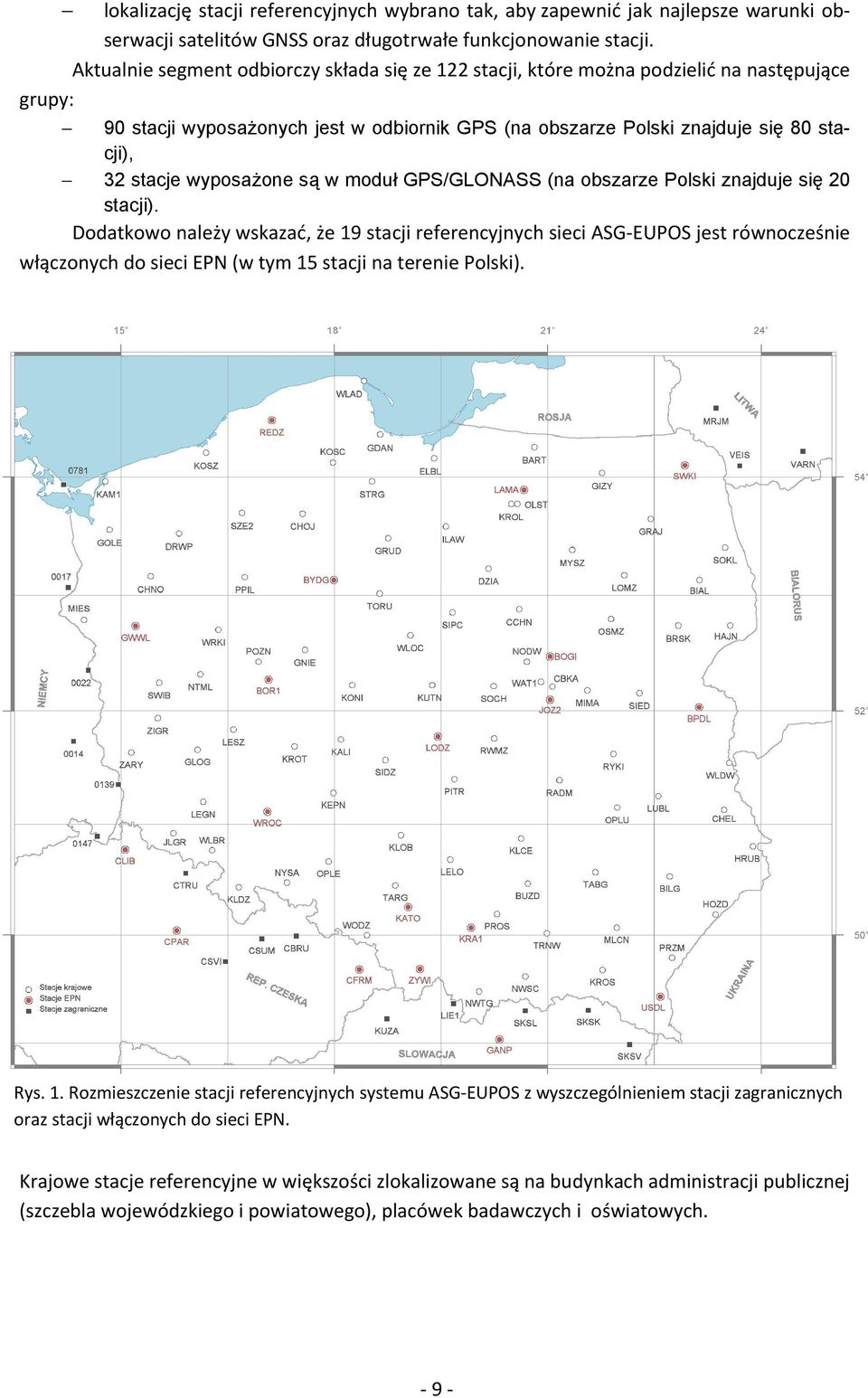 wyposażone są w moduł GPS/GLONASS (na obszarze Polski znajduje się 20 stacji).